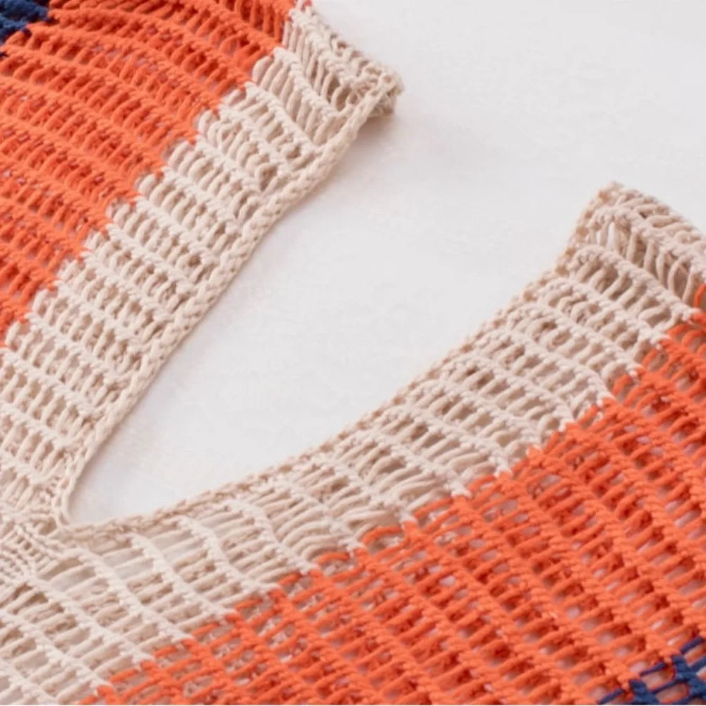 Striped Crochet Beach Cover Up - Picture 6 of 9